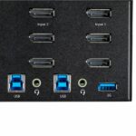 StarTech.com 2 Port Triple Monitor DisplayPort KVM Switch 4K 60Hz USB 3.0 Hub Black