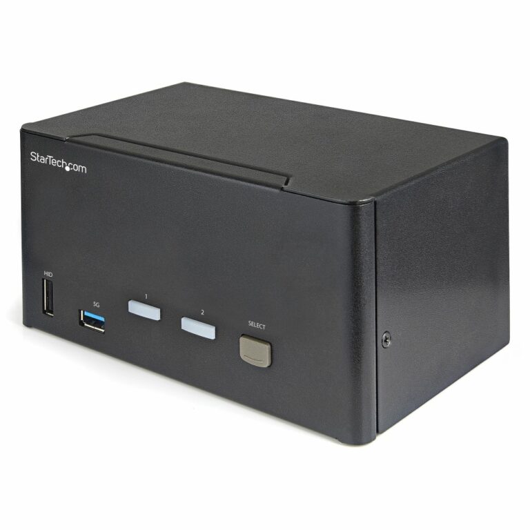 StarTech.com 2 Port Triple Monitor DisplayPort KVM Switch 4K 60Hz USB 3.0 Hub Black