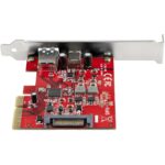 StarTech.com 2-Port USB 3.2 Gen 2 PCIe Card, 1x USB-A, 1x USB-C, 10Gbps, Red