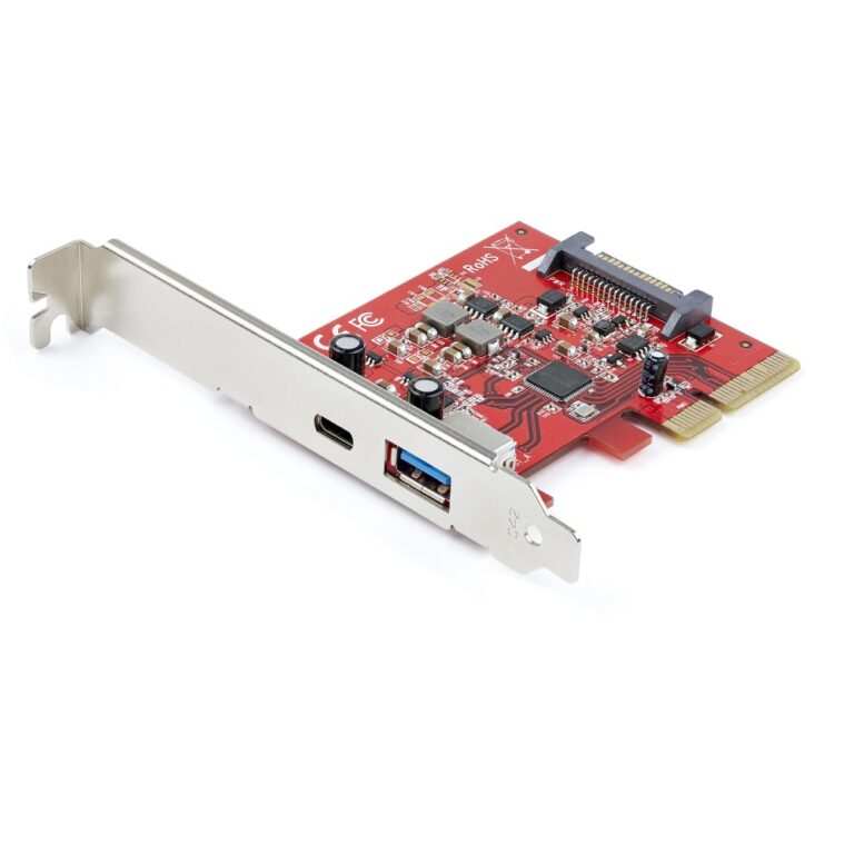 StarTech.com 2-Port USB 3.2 Gen 2 PCIe Card, 1x USB-A, 1x USB-C, 10Gbps, Red