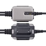 StarTech.com 2-Port USB-A to RS232 Serial Adapter Cable, 0.6m, FTDI, COM Retention, Black/Grey