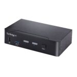 StarTech.com 2-Port USB-C KVM Switch, Single 4K 60Hz DisplayPort Monitor, 6x USB Hub, Black