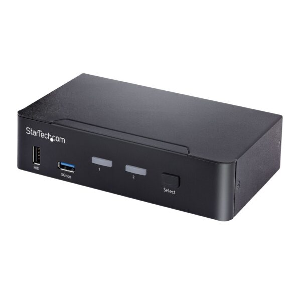 StarTech.com 2-Port USB-C KVM Switch, Single 4K 60Hz DisplayPort Monitor, 6x USB Hub, Black