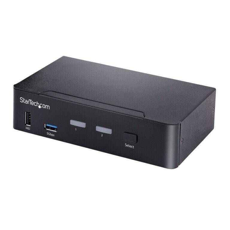 StarTech.com 2-Port USB-C KVM Switch, Single 4K 60Hz DisplayPort Monitor, 6x USB Hub, Black