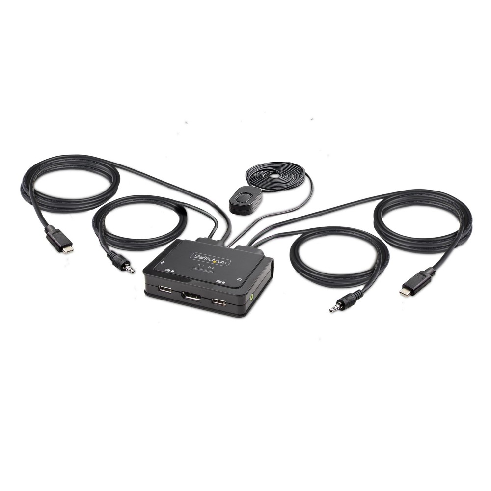 StarTech.com 2-Port USB-C KVM Switch with 1.2m Cables, 4K 60Hz DisplayPort, Bus Powered - Black StarTech.com 2-Port USB-C KVM Switch with 1.2m Cables, 4K 60Hz DisplayPort, Bus Powered - Black