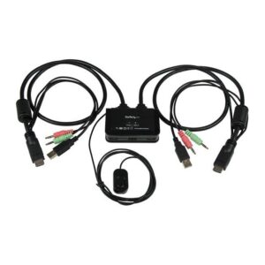 StarTech.com 2-Port USB HDMI Cable KVM Switch with Audio and Remote Switch 1920x1200 USB Powered Black