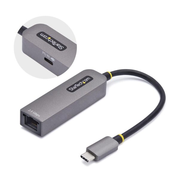 StarTech.com 2.5GbE USB-C to Ethernet Adapter, 100W PD Pass-Through, Grey