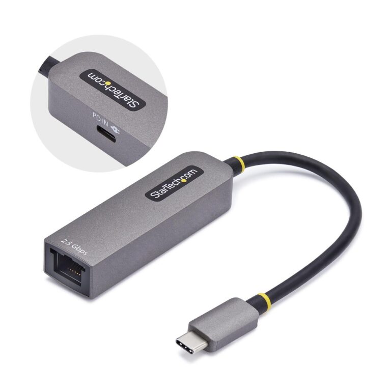 StarTech.com 2.5GbE USB-C to Ethernet Adapter, 100W PD Pass-Through, Grey
