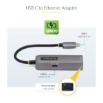 StarTech.com 2.5GbE USB-C to Ethernet Adapter, 100W PD Pass-Through, Grey