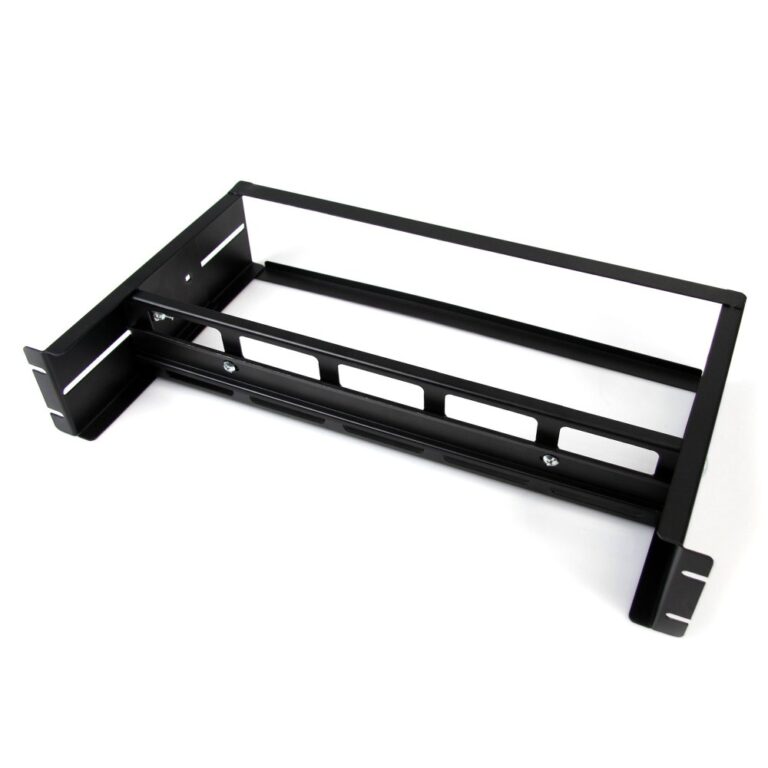 StarTech.com 2U Rackmount DIN Rail Kit - Adjustable Depth with Top Hat, Mini, G Rails - Black