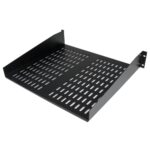 StarTech.com 2U Universal Vented Rack Mount Shelf 16" Depth, 22.6kg Capacity, Black Steel