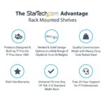 StarTech.com 2U Universal Vented Rack Mount Shelf 16" Depth, 22.6kg Capacity, Black Steel