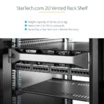 StarTech.com 2U Universal Vented Rack Mount Shelf 16" Depth, 22.6kg Capacity, Black Steel
