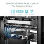 StarTech.com 2U Universal Vented Rack Mount Shelf 16" Depth, 22.6kg Capacity, Black Steel