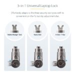 StarTech.com 3-in-1 Universal Laptop Lock, 2m Master Keyed Cable, Noble Wedge/Nano/K-Slot, Black
