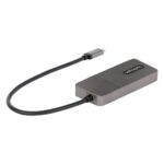StarTech.com 3-Port USB-C to 3x DisplayPort 1.4 MST Hub, Triple 4K 60Hz DP Adapter, Grey