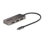 StarTech.com 3-Port USB-C to 3x DisplayPort 1.4 MST Hub, Triple 4K 60Hz DP Adapter, Grey