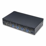 StarTech.com 4-Port DisplayPort 1.2 KVM Switch, 4K 60Hz, USB 3.2 Gen 1 Hub, Black