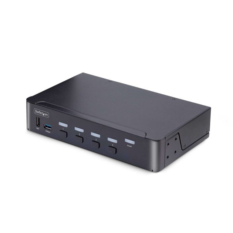 StarTech.com 4-Port DisplayPort 1.4 KVM Switch, 8K 60Hz / 4K 144Hz, USB 3.0, Black
