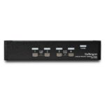 StarTech.com 4 Port DisplayPort KVM Switch 4K 60Hz USB 2.0 Hub Rack Mount Black
