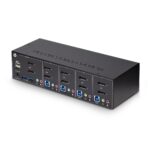 StarTech.com 4-Port Dual DisplayPort KVM Switch 4K 60Hz, 2x USB 5Gbps Hub, 2x USB 2.0 HID, Black