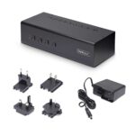 StarTech.com 4-Port Dual DisplayPort KVM Switch 4K 60Hz, 2x USB 5Gbps Hub, 2x USB 2.0 HID, Black