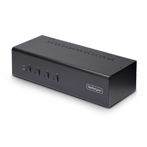 StarTech.com 4-Port Dual DisplayPort KVM Switch 4K 60Hz, 2x USB 5Gbps Hub, 2x USB 2.0 HID, Black