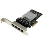 StarTech.com 4-Port Gigabit Ethernet Network Card - PCIe, Intel I350 NIC, Black, Metallic