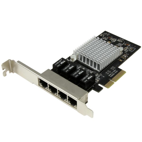 StarTech.com 4-Port Gigabit Ethernet Network Card - PCIe, Intel I350 NIC, Black, Metallic