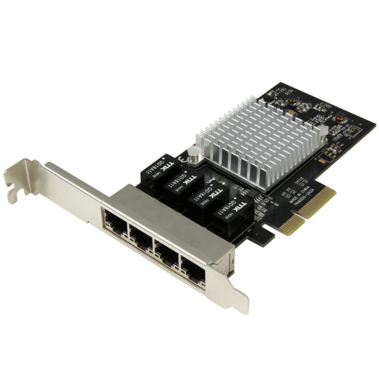 StarTech.com 4-Port Gigabit Ethernet Network Card - PCIe, Intel I350 NIC, Black, Metallic