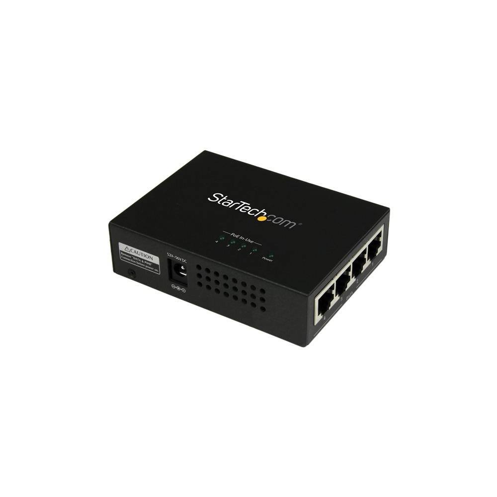 StarTech.com 4-Port Gigabit PoE+ Injector Midspan Hub 802.3at/af, 120W, 2000 Mbps, Black StarTech.com 4-Port Gigabit PoE+ Injector Midspan Hub 802.3at/af, 120W, 2000 Mbps, Black