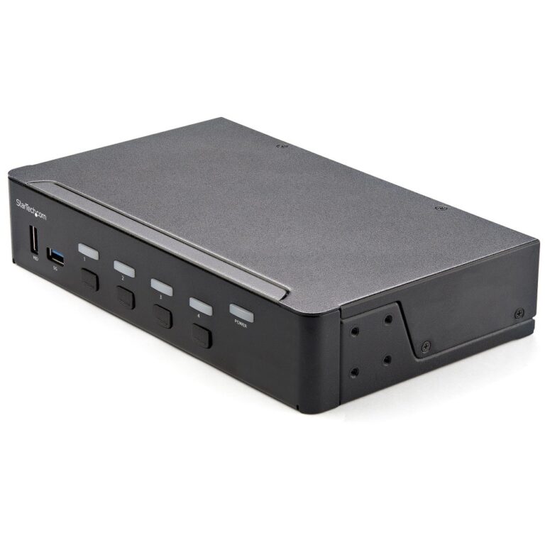 StarTech.com 4 Port HDMI KVM Switch - 4K 60Hz, USB 3.0 Hub, 7.1 Audio, Black