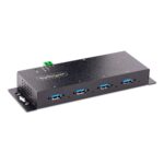 StarTech.com 4-Port Industrial USB 3.2 Gen 1 Hub with ESD Protection, 5Gbps, DIN/Wall/Desk Mountable, Black