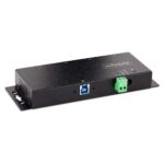 StarTech.com 4-Port Industrial USB 3.2 Gen 1 Hub with ESD Protection, 5Gbps, DIN/Wall/Desk Mountable, Black