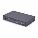 StarTech.com 4-Port KM Switch with Mouse Switching, USB, Audio, TAA Compliant - Black