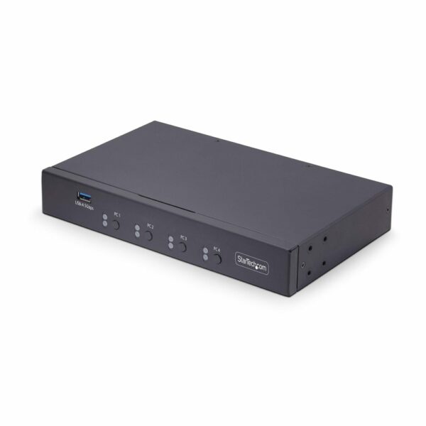 StarTech.com 4-Port KM Switch with Mouse Switching, USB, Audio, TAA Compliant - Black