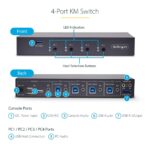 StarTech.com 4-Port KM Switch with Mouse Switching, USB, Audio, TAA Compliant - Black