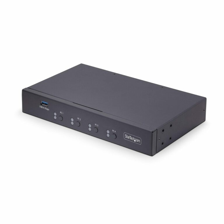 StarTech.com 4-Port KM Switch with Mouse Switching, USB, Audio, TAA Compliant - Black