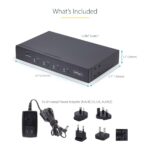 StarTech.com 4-Port KM Switch with Mouse Switching, USB, Audio, TAA Compliant - Black