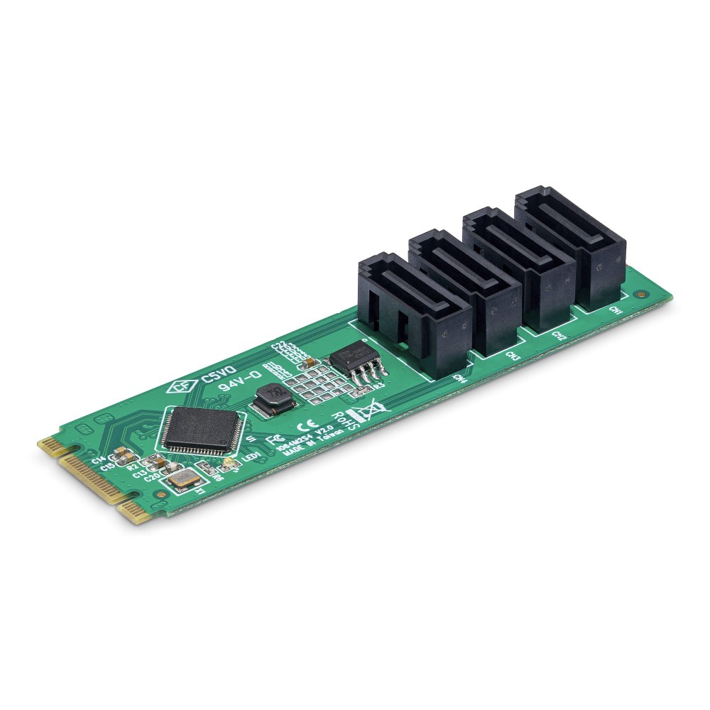 StarTech.com 4-Port M.2 PCIe 3.0 to SATA Adapter Card, ASM1064, M.2 NVMe to 4x SATA HDD/SSD