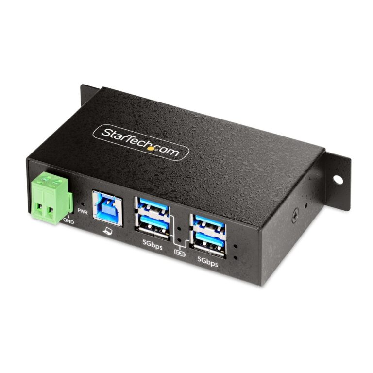 StarTech.com 4-Port Managed USB 3.2 Gen 1 Hub, Heavy Duty Metal Housing, ESD & Surge Protection, Black