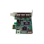 StarTech.com 4 Port PCIe USB 2.0 Card with 3 External & 1 Internal Port, Green