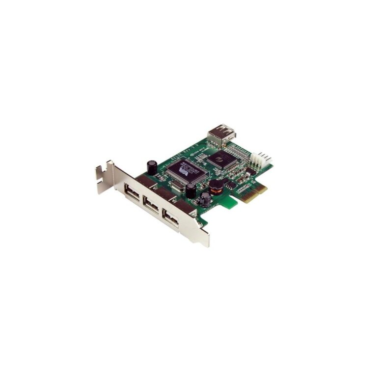 StarTech.com 4 Port PCIe USB 2.0 Card with 3 External & 1 Internal Port, Green