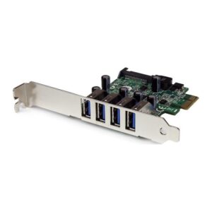 StarTech.com 4 Port PCIe USB 3.2 Gen 1 Controller Card with UASP - 5Gbps - SATA Power