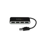 StarTech.com 4-Port Portable USB 2.0 Hub Built-in Cable Black/Silver 480 Mbit/s
