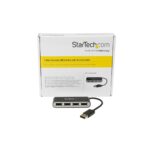 StarTech.com 4-Port Portable USB 2.0 Hub Built-in Cable Black/Silver 480 Mbit/s