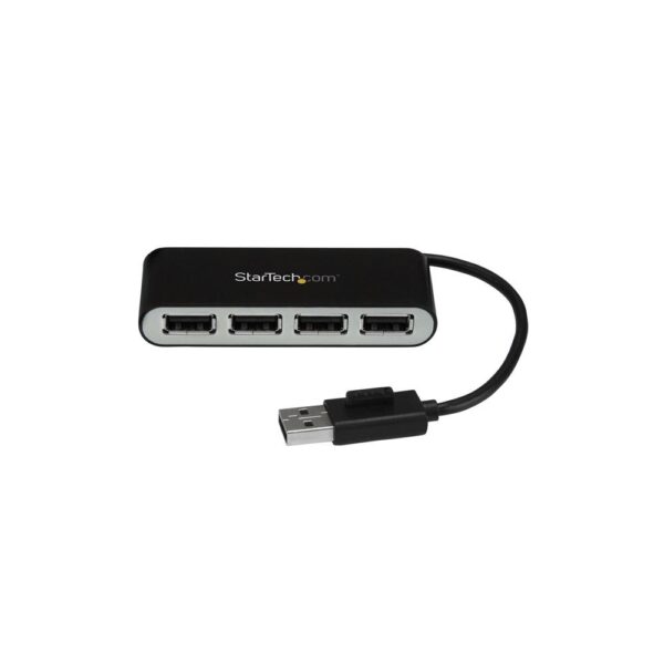 StarTech.com 4-Port Portable USB 2.0 Hub Built-in Cable Black/Silver 480 Mbit/s