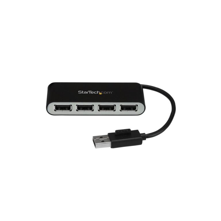 StarTech.com 4-Port Portable USB 2.0 Hub Built-in Cable Black/Silver 480 Mbit/s