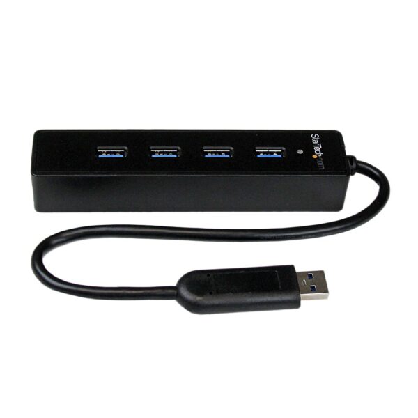 StarTech.com 4-Port Portable USB 3.2 Gen 1 Hub with Built-in 0.25m Cable - 5Gbps, Black