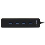StarTech.com 4-Port Portable USB 3.2 Gen 1 Hub with Built-in 0.25m Cable - 5Gbps, Black